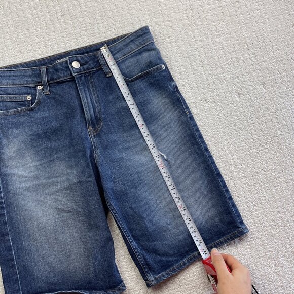 Y2K Calvin Klein Jeans W30 Straight Short Denim Shirts Distressed Medium Wash - Picture 8 of 14